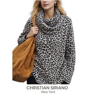 3X CHRISTIAN SIRIANO New York Animal Print Wool Blend Wrap/SweaterJacket